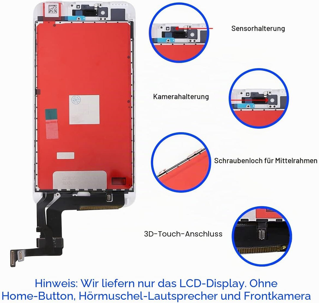 Display für iPhone 8 Plus LCD Touch Screen Digitizer Ersatz Bildschirm mit komplett kostenlosem Tool