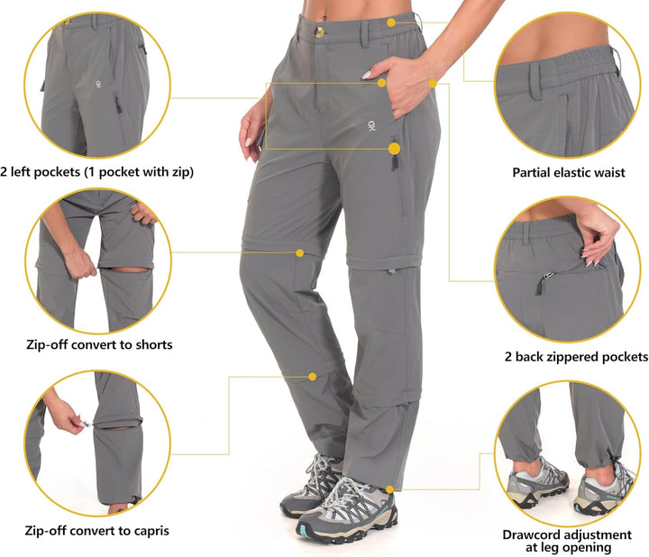 Little Donkey Andy Wanderhose Damen Zip Off Stretch Cabrio Softshellhose Schnell Trocknende mit Reis