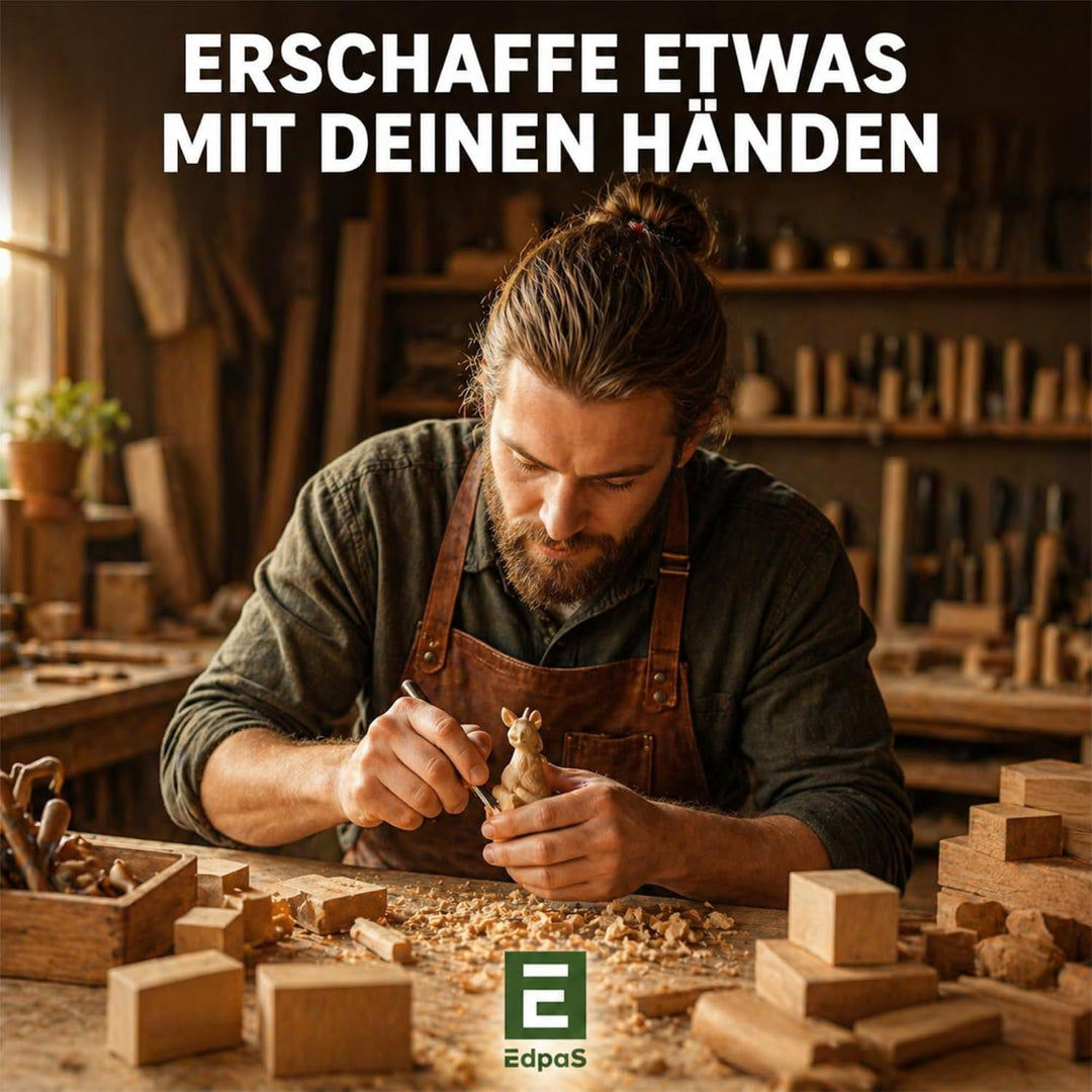EdpaS Erlenholz Schnitzholz Set 10 Stück in 3 Grössen Erle zum schnitzen | Erlenholz-Rohlinge zum Sc