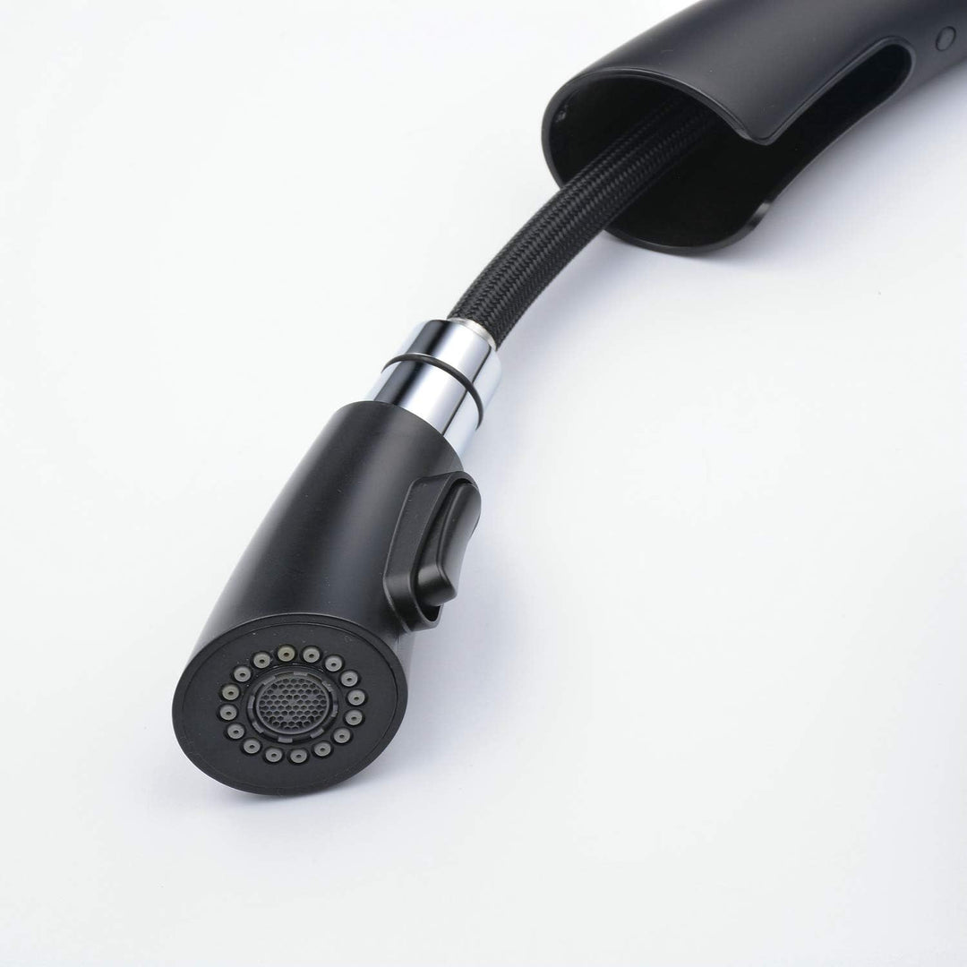 Küchenarmatur, Schwarz Wasserhahn Küche mit Herausziehbarer Dual-Spülbrause Brause, Kaltes und Heiss
