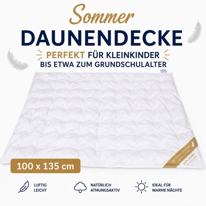 Hofmann Kinder Baby Sommer Daunenbett Daunendecke 100x135 cm 100% Daunen