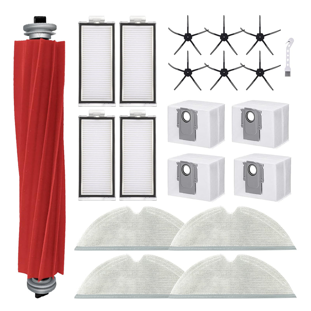 20 Stück Zubehörset für Roborock Q7+/Q7 MAX+ Staubsauger,1*Hauptbürste,6*Seitenbürsten,4*Filter,4*Wi
