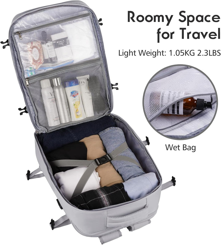 MOMUVO Reiserucksack, Rucksack Handgepäck Flugzeug, Ryanair Handgepäck 46x31x20, mit 17.3 Zoll Lapto