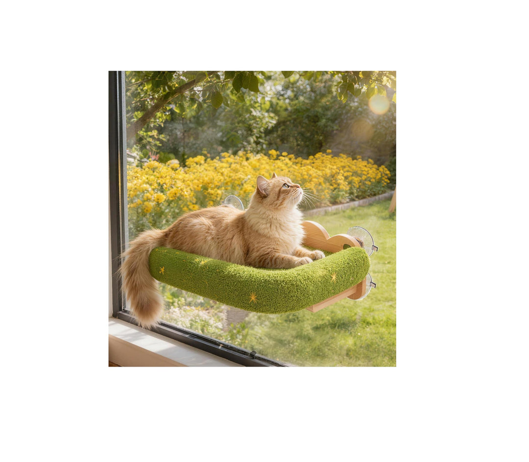 Weiche Katzen fensterhängematte, Katzenfensterbett, weiches Kissen mit Vier starken Saugnäpfen, natü