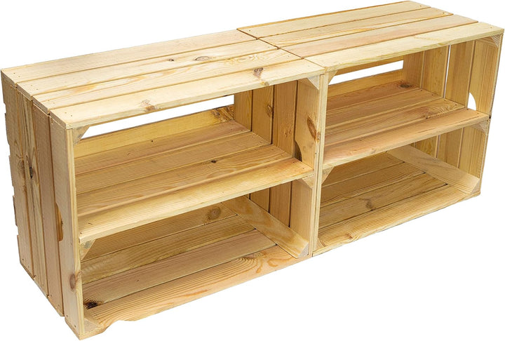 3er Set Massive Obstkiste Apfelkiste Weinkiste aus dem Alten Land +++ 49 x 42 x 31 cm (Natur MIT Ein