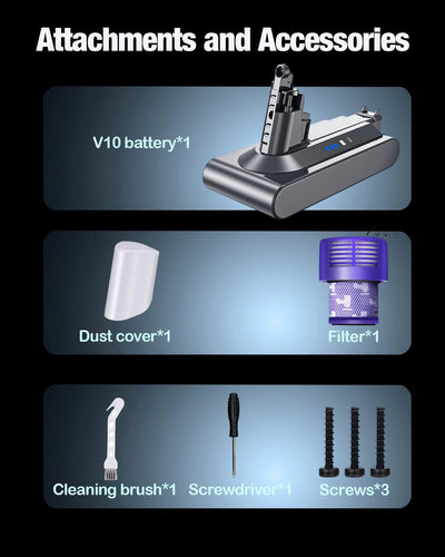 6000mAh Ersatzakku für Dyson V10 Animal V10 Absolute V10 Motörhead V10 Tier V10 Fluffy V10 Motorhead