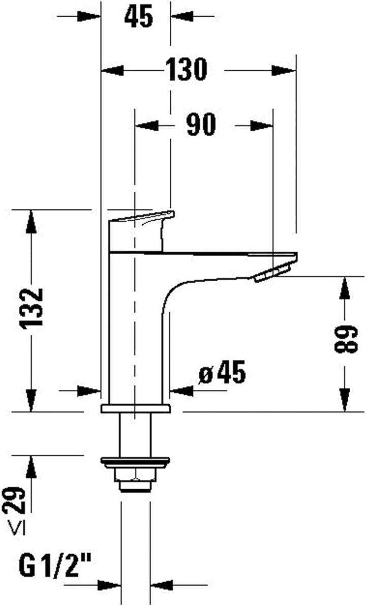 Duravit No.1 Standventil (Auslauf Höhe 89 mm), Kaltwasser Waschtischarmatur, Kaltwasserhahn Bad, Kal