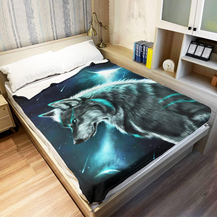 Violetpos 150 x 200 cm Flanell Decke Weich Fleecedecke Kuscheldecken SanftBettüberwurf Wolfslord Pop