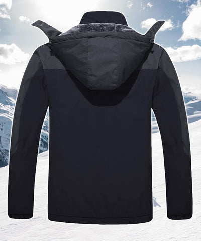 TACVASEN Herren Winter Wasserdichte Winddichte Winterjacke Warme Fleece-Futter Ski Regenmantel mit K