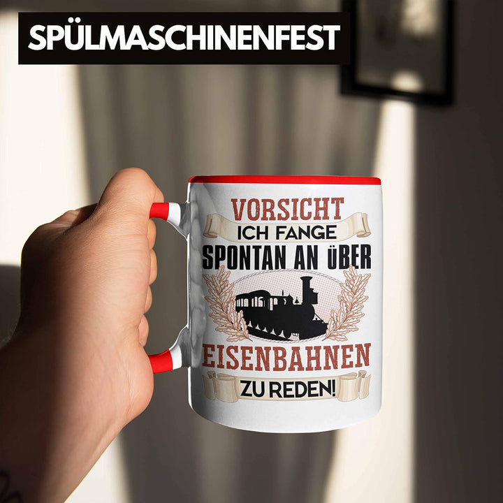 Trendation - Eisenbahner Tasse Geschenk für Modelleisenbahn-Fans Geschenkidee Ich Fange Spotan An Üb