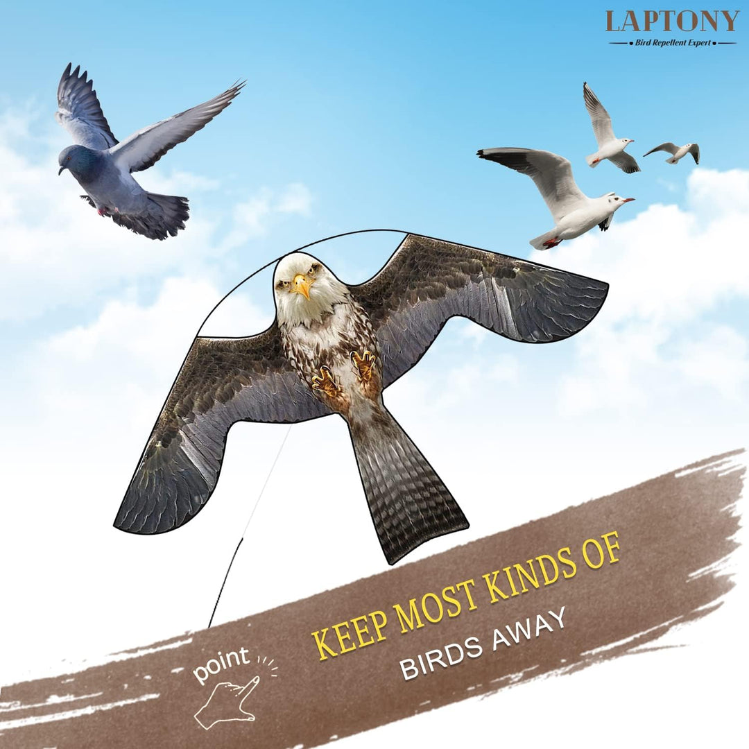Laptony Bird Scarer Flying Kite Crops Farm Protector Bird Hawk Flying Kite mit 4 m Teleskopstange (S