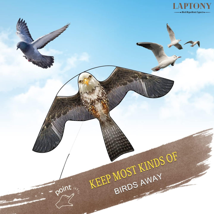 Laptony Bird Scarer Flying Kite Crops Farm Protector Bird Hawk Flying Kite mit 4 m Teleskopstange (S