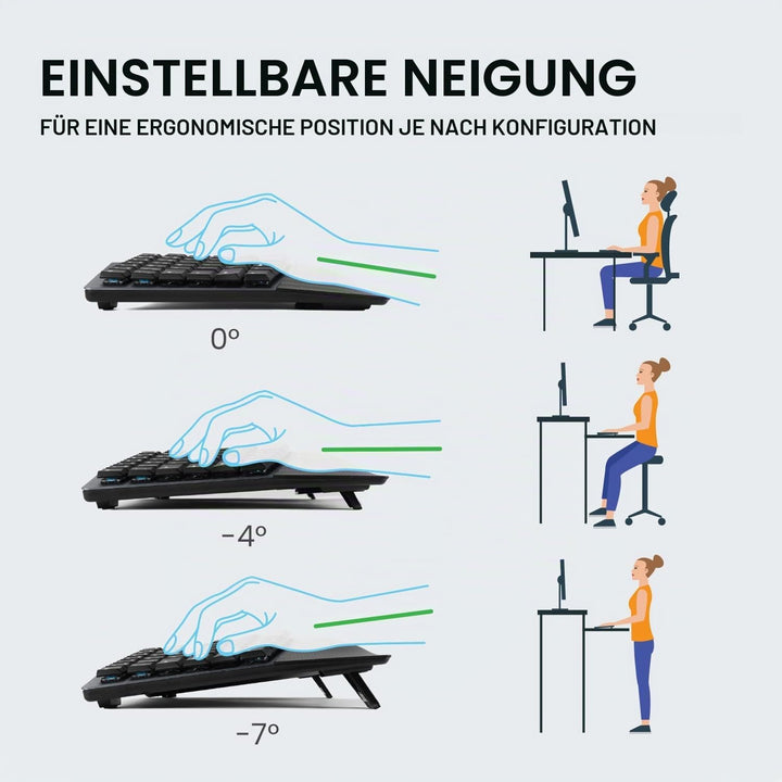 Perixx PERIBOARD-535 RD Ergonomische mechanische Tastatur in voller Grösse - Flache rote lineare Tas