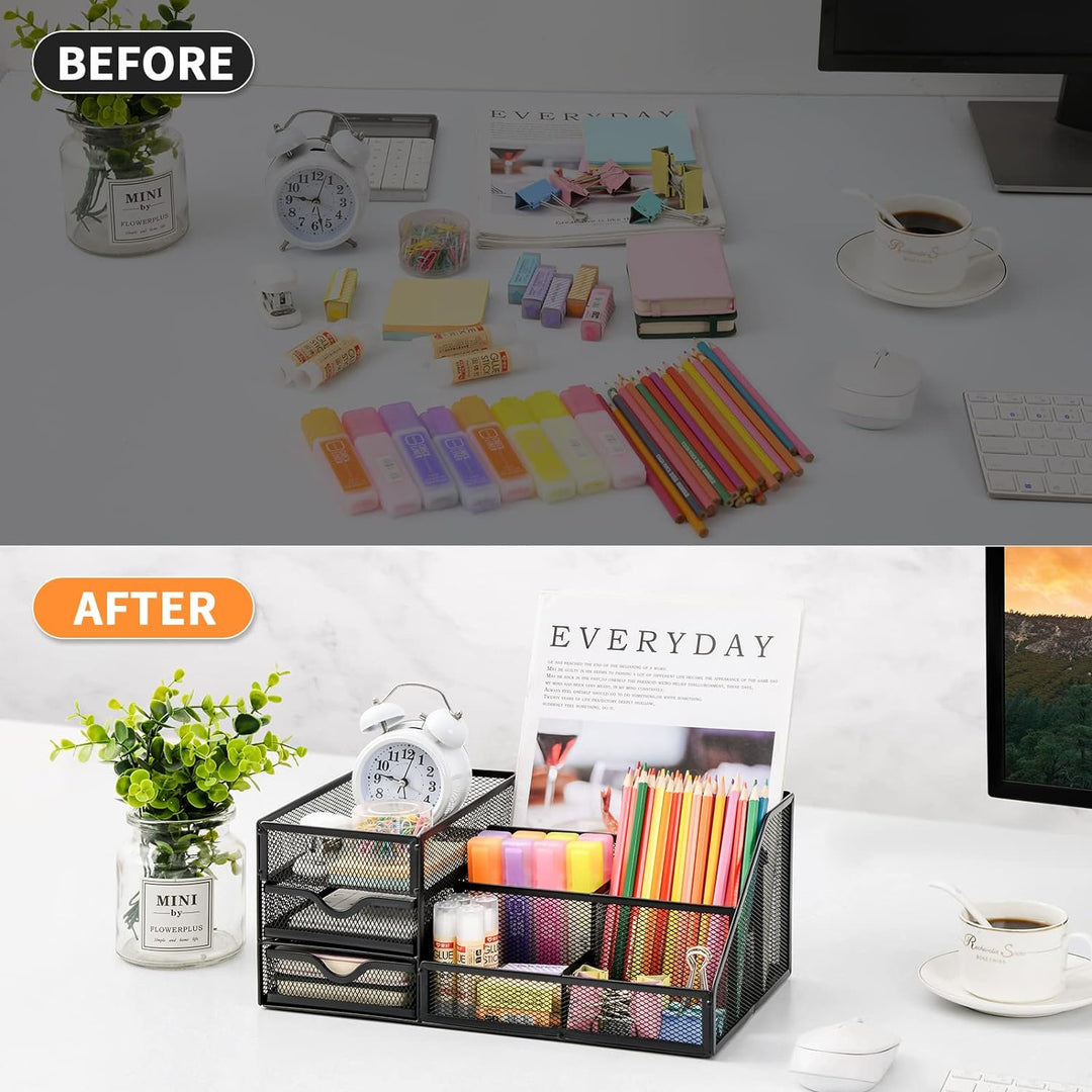 Marbrasse Mesh-Schreibtisch-Organizer mit Schubladen, multifunktionaler Schreibtisch-Organizer und Z