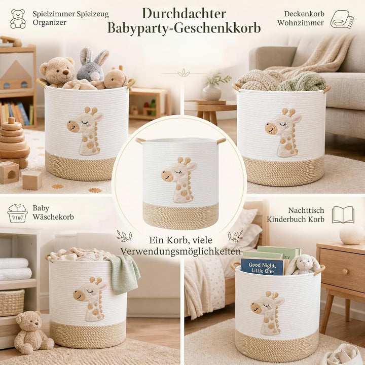 Grosse Aufbewahrungskörbe für Decken für das Wohnzimmer, Spielzeugkörbe aus gewebtem Baumwollseil, A