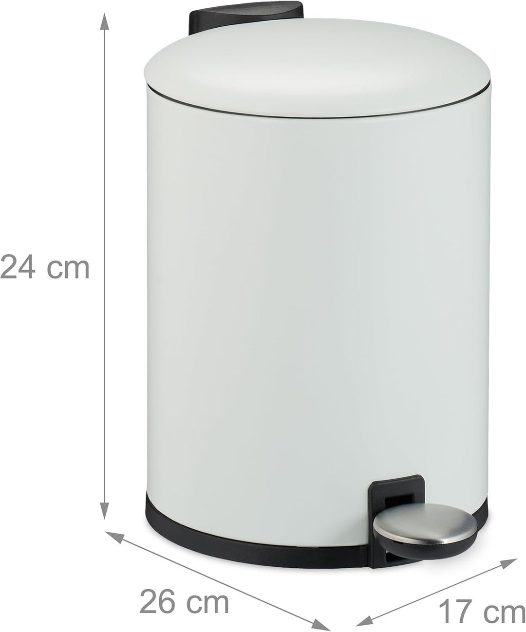 Relaxdays Mülleimer Bad, 3 l, Kosmetikeimer mit Soft-Close, in Matter Optik, entnehmbarer Inneneimer
