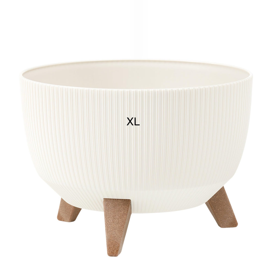 MELTOM Blumentopf Schale mit Füssen Einsatz Kräutertopf Übertopf Pflanzschale Eco Recycled (Creme, X