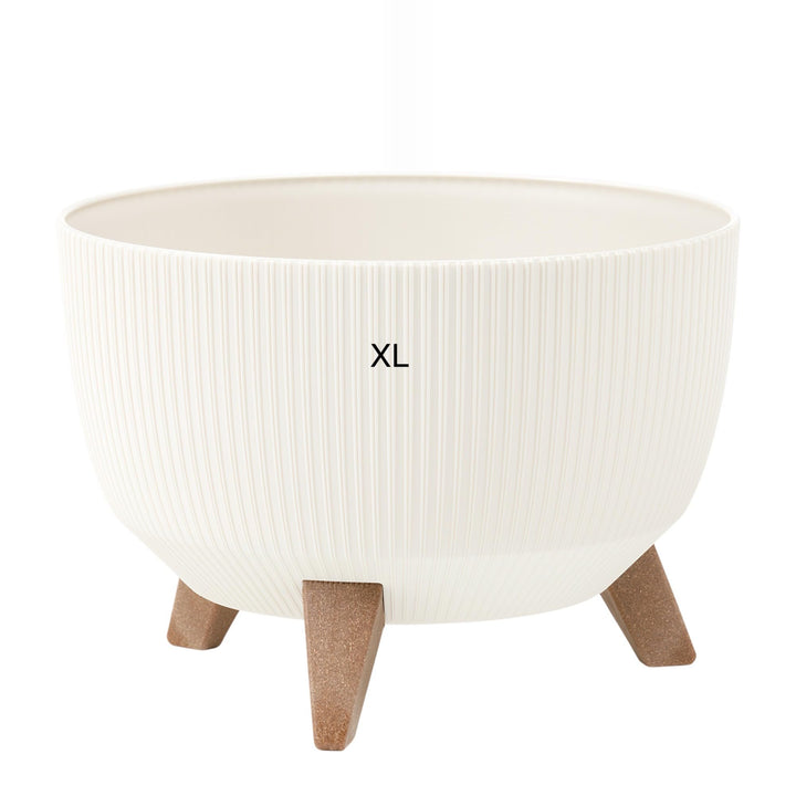 MELTOM Blumentopf Schale mit Füssen Einsatz Kräutertopf Übertopf Pflanzschale Eco Recycled (Creme, X