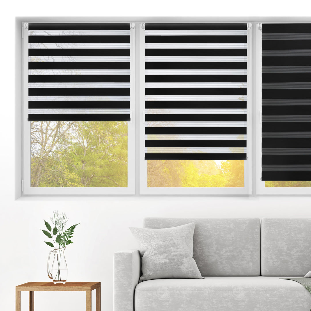 Blindecor - Indus doppelrollo klemmfix ohne bohren - duo rollo klemmfix Schwarz - 47 x 180 cm (Breit
