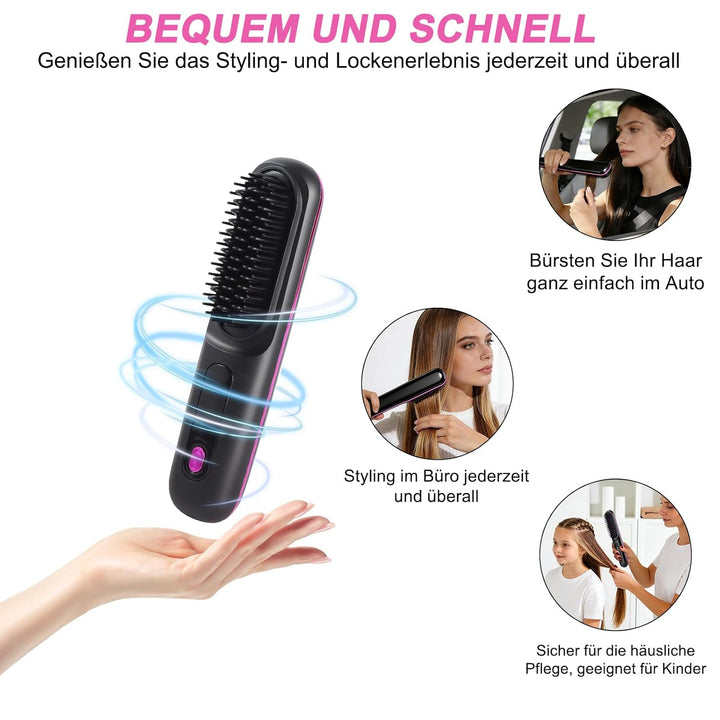 Stylingbürste für kurze Haare kabellos Haarglätter Bürste, Haarglätterbürste, tragbare Haarbürste el