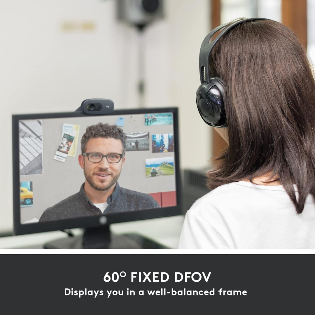 Logitech C505 HD Webcam, 720p externe USB Kamera für den Computer-Bildschirm mit Langstreckenmikrofo