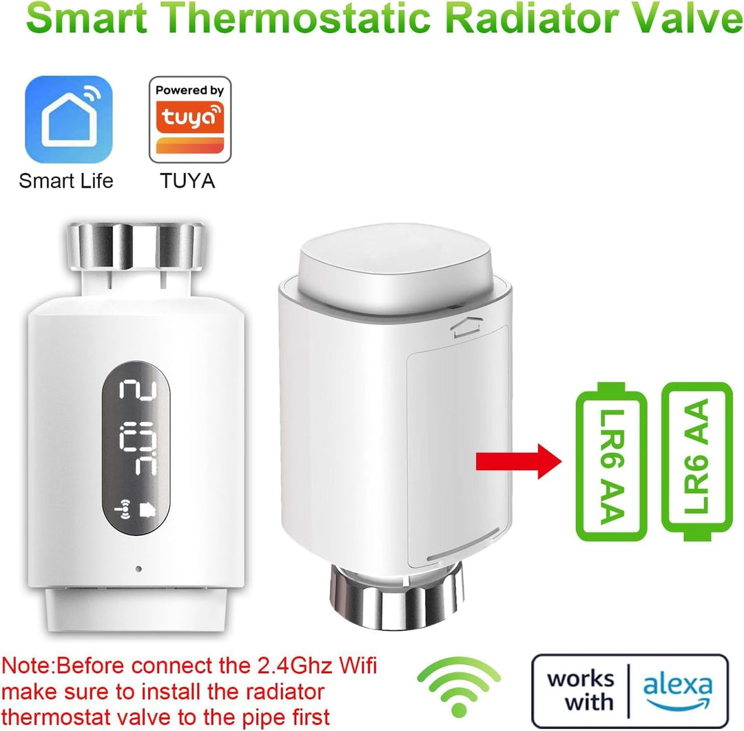 Smart Heizkörperthermostat mit APP ANTELA Digitales Display zur Kontrolle der Heiztemperatur, Kompat