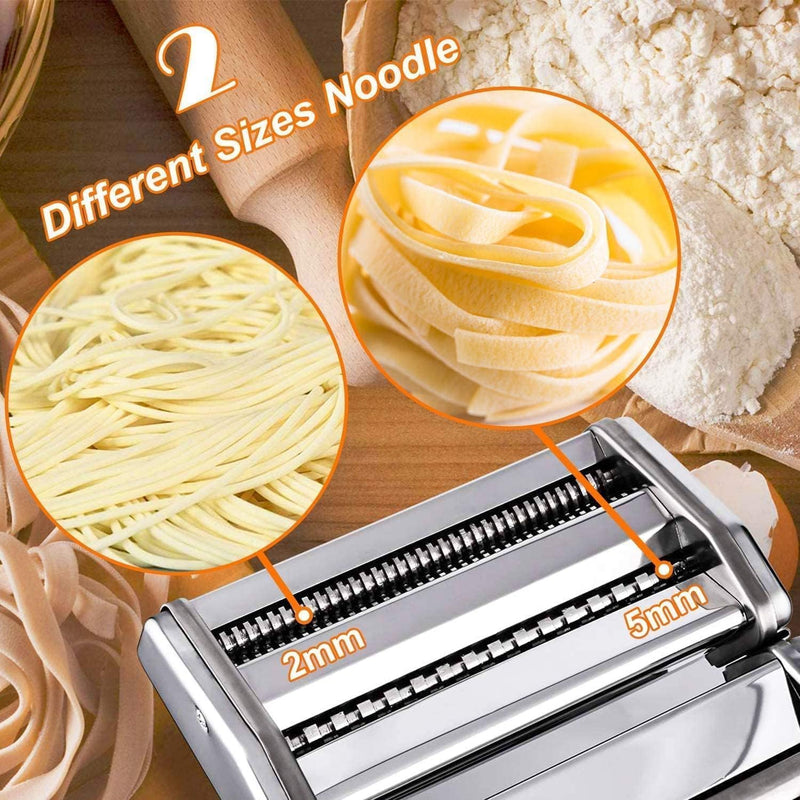 Nudelmaschine Pasta Maker Edelstahl Frische Manuell Pasta Walze Maschine Cutter mit Klemme für Spagh