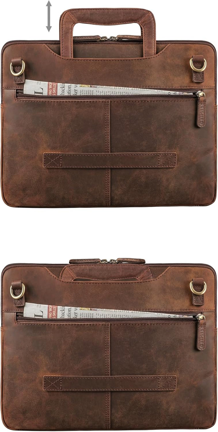 STILORD "Cole Vintage Laptoptasche 14 Zoll Leder Herren Schmal Laptophülle Echtleder Dokumententasch