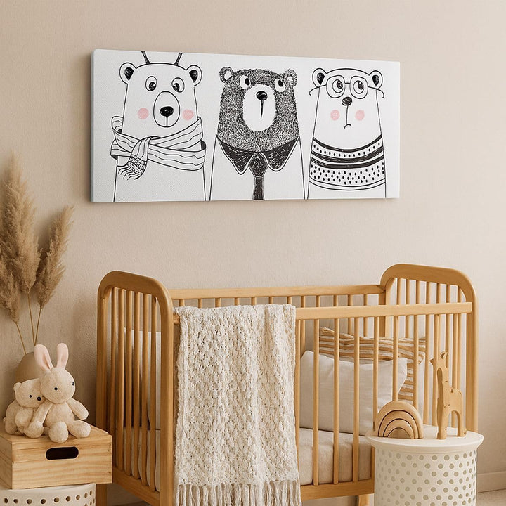 Panorama Bilder auf Leinwand 100x40cm Leinwandbild Spass süss Teddybär Gross Wanddeko Bild Schlafzim