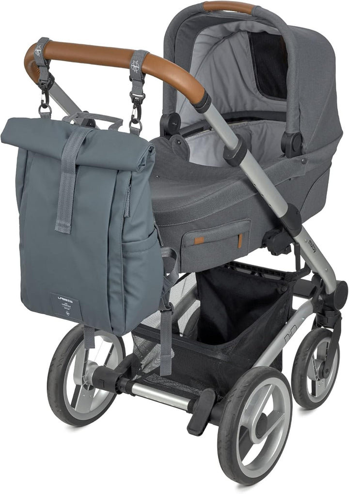 LÄSSIG Baby Wickelrucksack Wickeltasche Rucksack mit Wickelunterlage, Kinderwagenbefestigung, Flasch