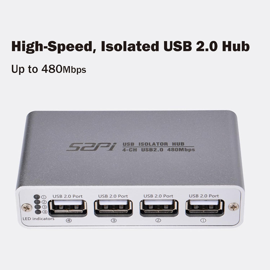 GeeekPi Digitaler USB-Isolations-Hub, 4-Port USB 2.0, High-Speed 480 Mbit/s, ADuM3165-Chip in Indust