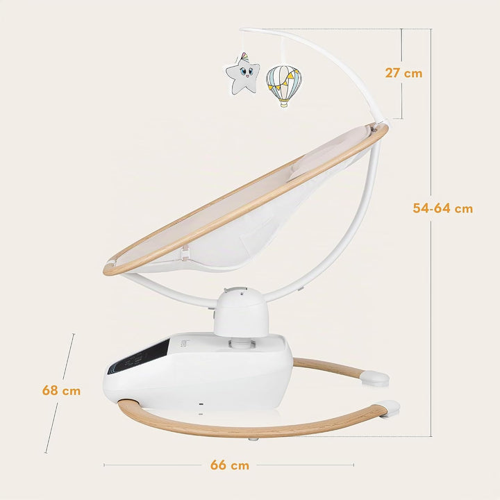 Lionelo OLIVIA Elektrische Babywippe bis zu 9 kg Neigungsverstellung, natürliches Schaukeln, 4 Gesch
