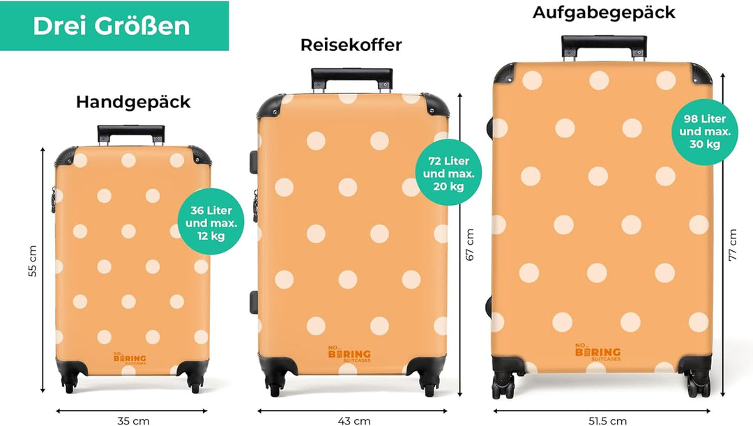 NoBoringSuitcases.com® Koffer XL Gross 77x51.5x28 cm Reisekoffer mit 4 Rollen Leicht Trolley Hartsch