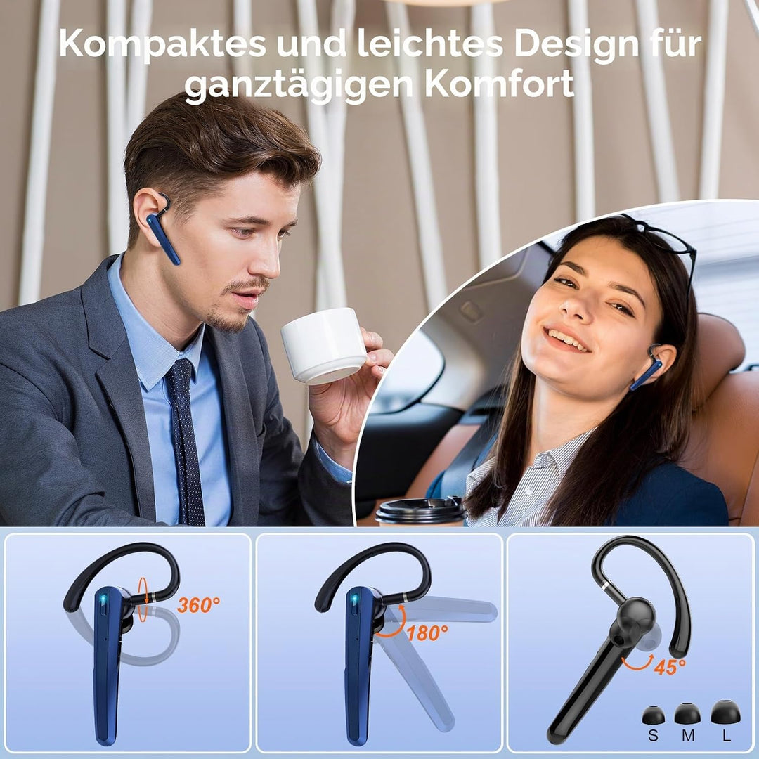Atheewon V5.3 Bluetooth Headset, Headset Kabellos Freisprech mit ENC Dual Geräuschunterdrückung Mic,