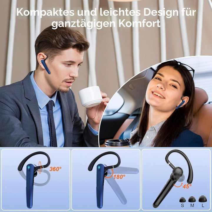 Atheewon V5.3 Bluetooth Headset, Headset Kabellos Freisprech mit ENC Dual Geräuschunterdrückung Mic,
