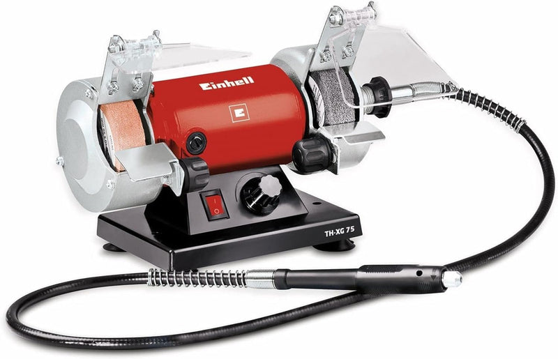 Einhell Doppelschleifer TH-XG 75 Kit (120 W, max. 9900 min-1, Ø75 x ø10 x 20 mm Schleifscheiben, Kör