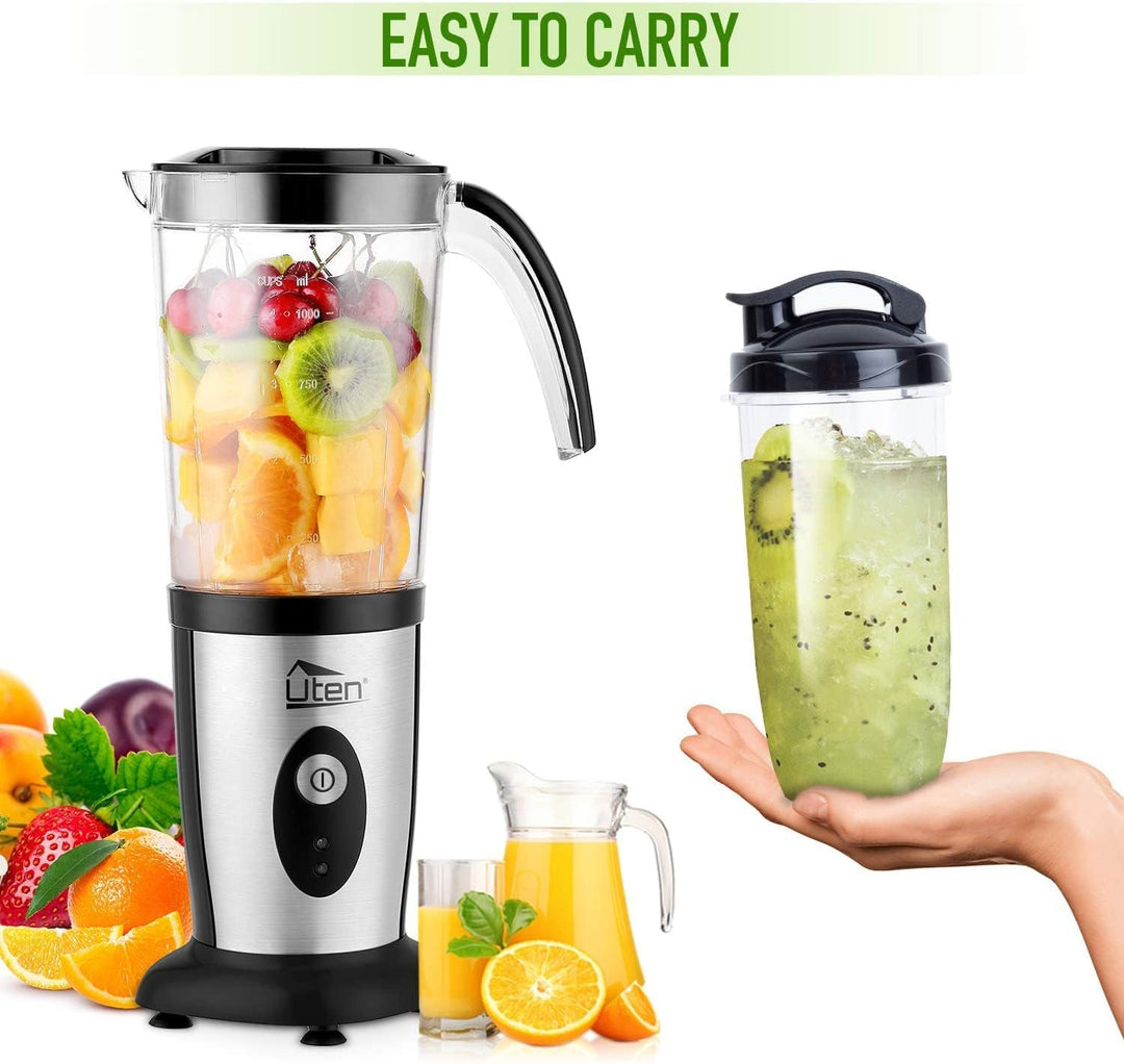 Smoothie Maker Uten Standmixer Edelstahl Mixer 5 in 1 Multifunktion Blender, Entsafter, Fleisch Zerk