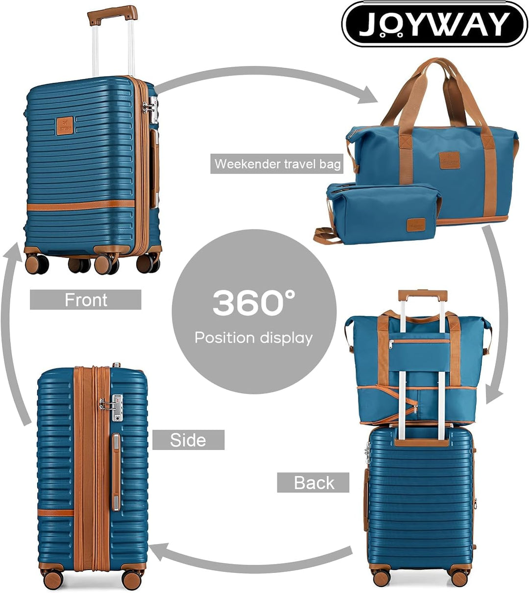 Joyway Koffer Reisekoffer von ABS Hartschalen Erweiterbar Trolley Kofferset mit TSA Schloss und 4 Ro