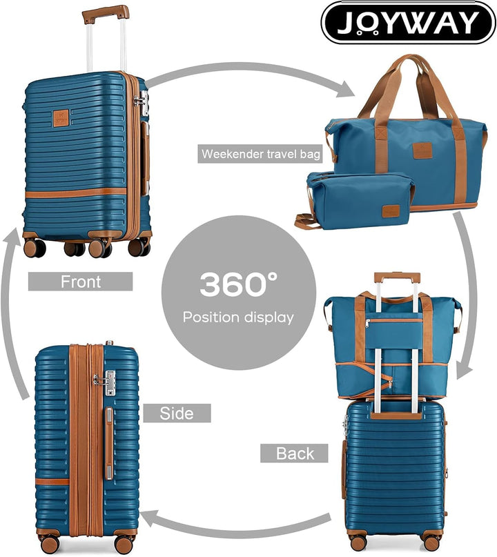 Joyway Koffer Reisekoffer von ABS Hartschalen Erweiterbar Trolley Kofferset mit TSA Schloss und 4 Ro