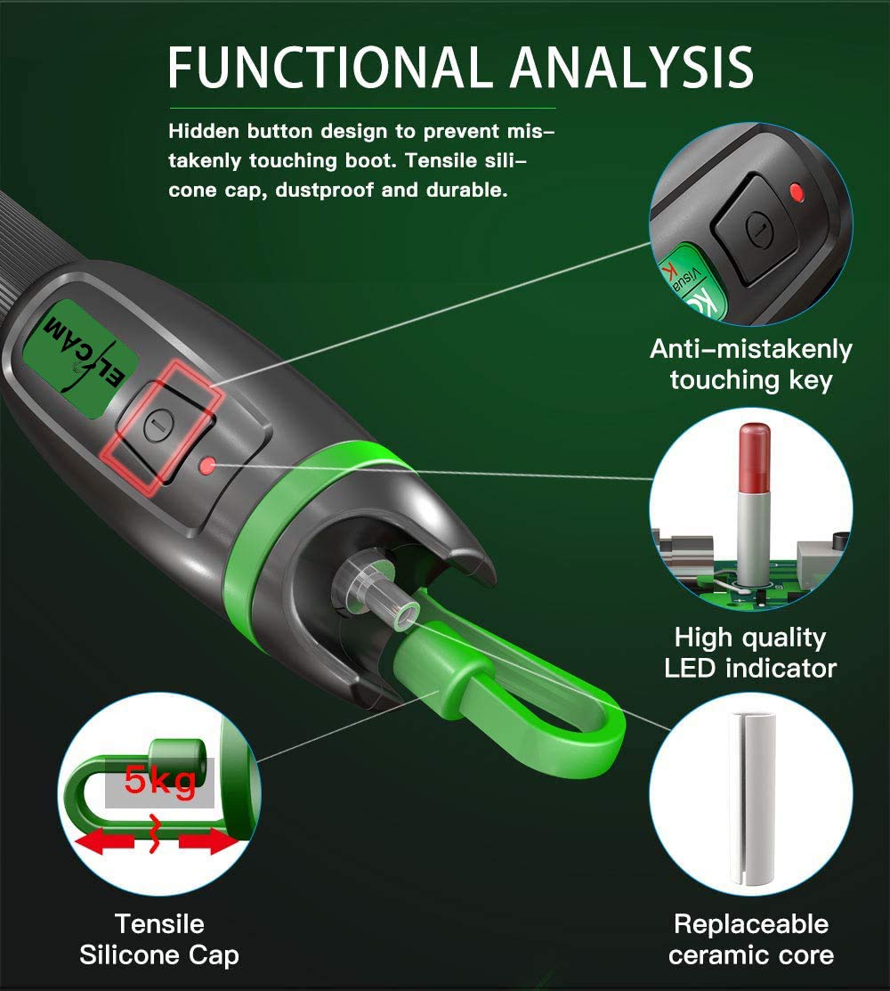 Elfcam® - Universal FTTH VFL optischer Stift, optische Fehlersuche, Lieferung mit Adapter SC männlic