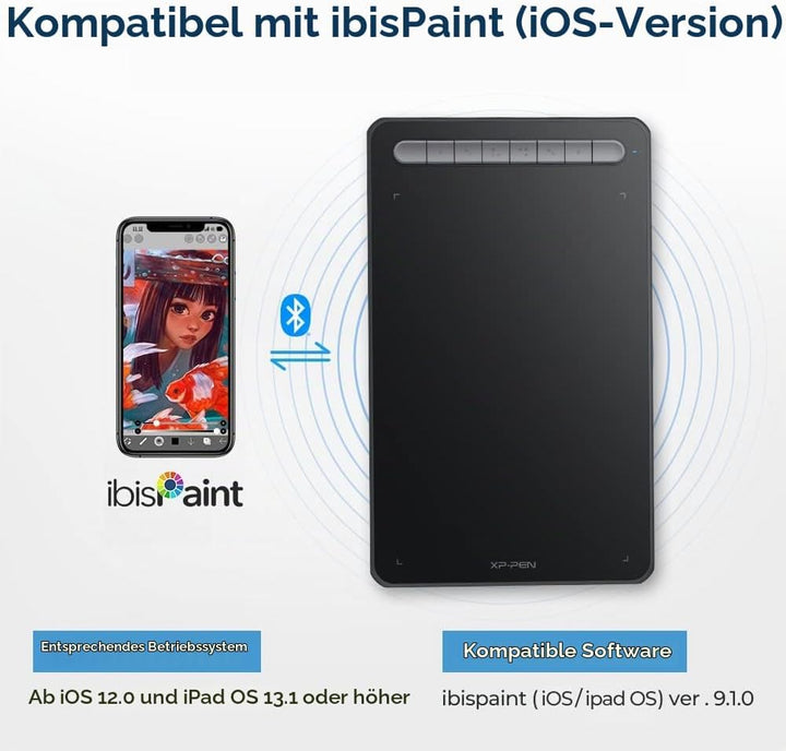 XP PEN Deco MW 8"x5" Grafiktablett Bluetooth Stifttablett mit 8 Schnelltasten, Tablet zum Zeichnen,