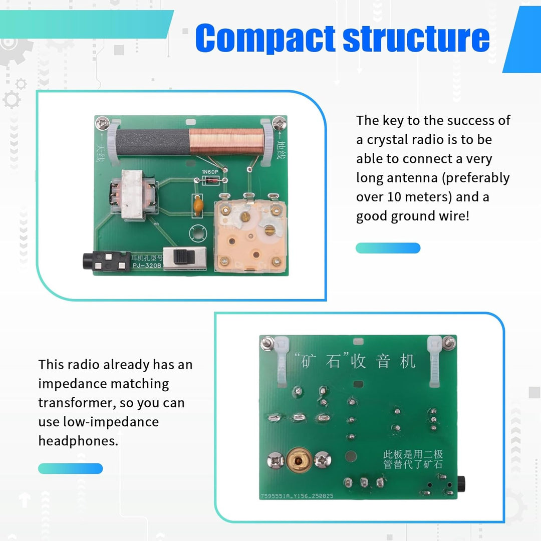 Crystal Radio Simple Electronic Circuit Board -Baugruppe Kann Funksignale Normalerweise Empfangen, N
