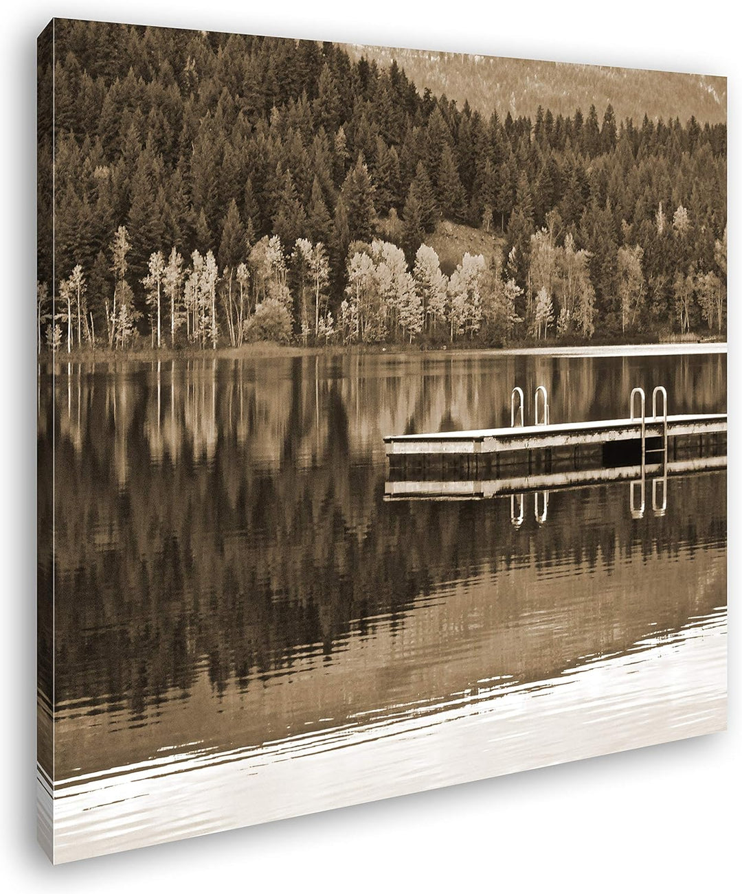 deyoli Badesee Format: 70x70 Effekt: Sepia als Leinwandbild, Motiv fertig gerahmt auf Echtholzrahmen