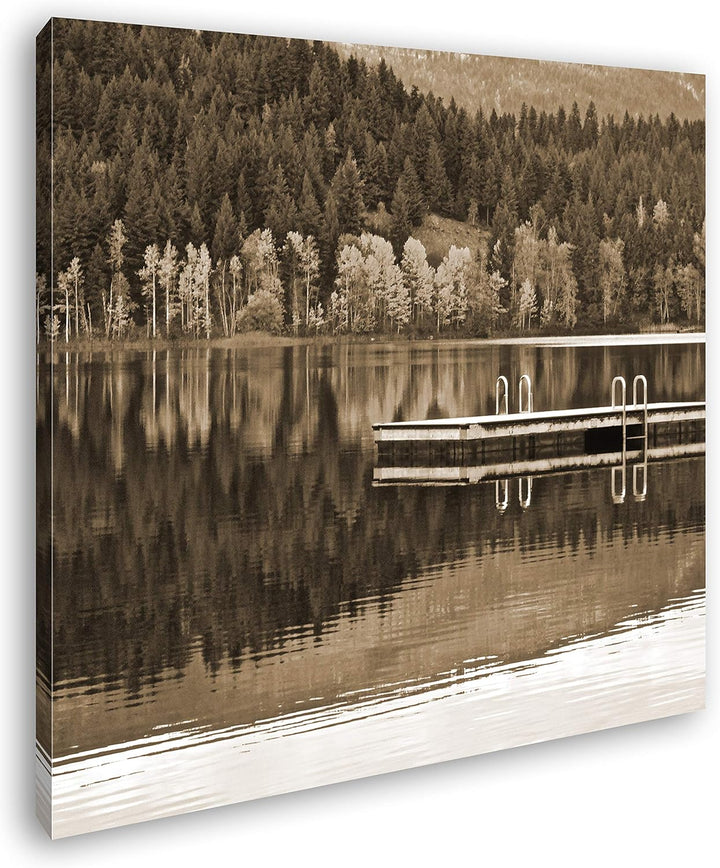 deyoli Badesee Format: 70x70 Effekt: Sepia als Leinwandbild, Motiv fertig gerahmt auf Echtholzrahmen