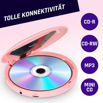 KLIM Discman - Tragbarer CD Player mit eingebautem Akku - NEU - inklusive KLIM Fusion Kopfhörer Komp