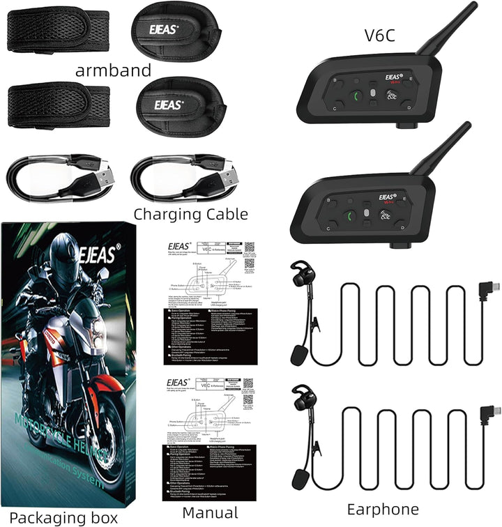 EJEAS V6C Fussball Schiedsrichter Bluetooth Intercom Headset mit CVC Rauschunterdrückung und Armtasc