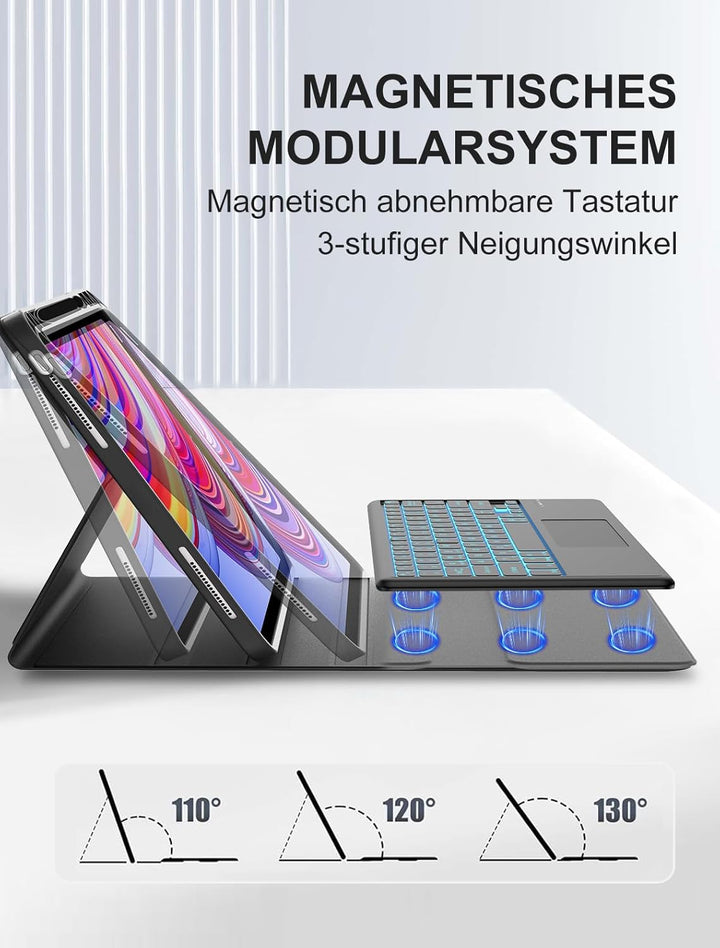 JADEMALL Schutzhülle mit Tastatur für Xiaomi Redmi Pad Pro 12,1" (2024) & Poco Pad 12,1" (2024) - DE