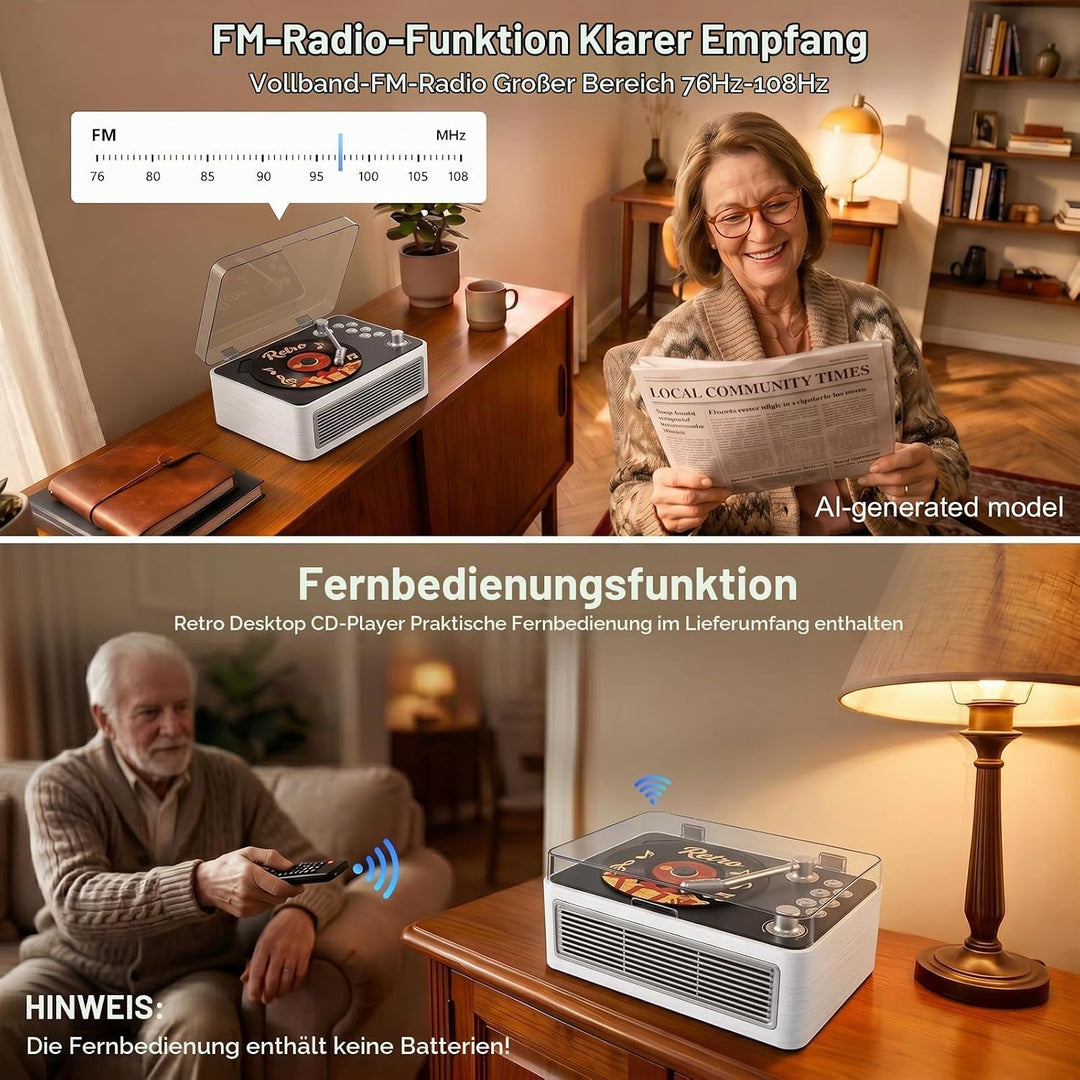 Gueray Tragbarer CD Player Bluetooth CD-Player mit Lautsprecher &amp; Radio &amp; Fernbedienung Unterstützt