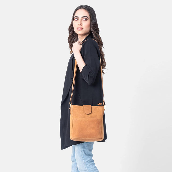 LEABAGS Leder Handtasche Damen I Premium Echtleder Umhängetasche I Damen Schultertasche I Damentasch