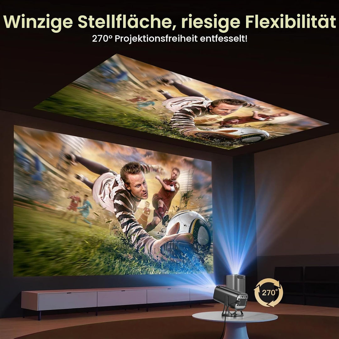Mini Beamer 4K 1080P, Mini Projektor Tragbarer 22000L Android 12.0 mit WiFi 6 Bluetooth 5.4, Beamer